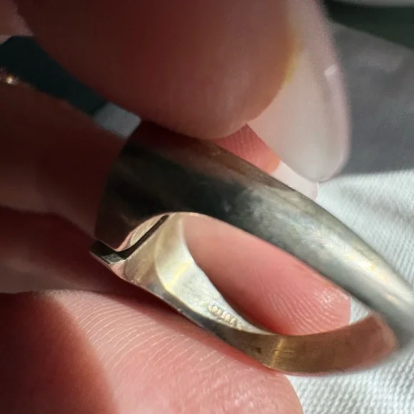 Vintage Sterling silver and jade adjustable size ring - Picture 6 of 14